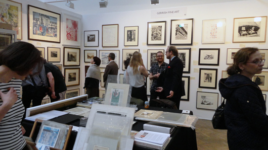 The stand of fine art print dealers Gerrish, who were doing a solid trade in prints by World War I artists at the London Original Print Fair in April. Image Auction Central News.